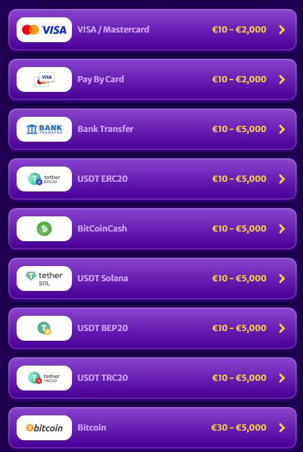 deposit methods midarion