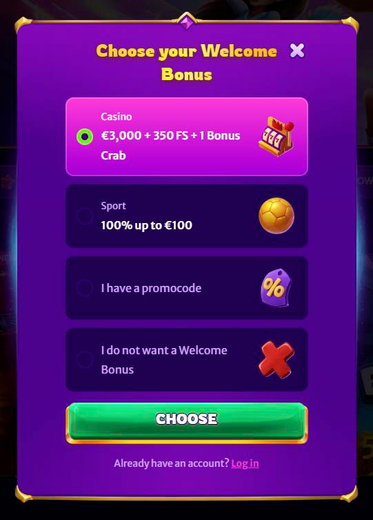 welcome bonus choose midarion